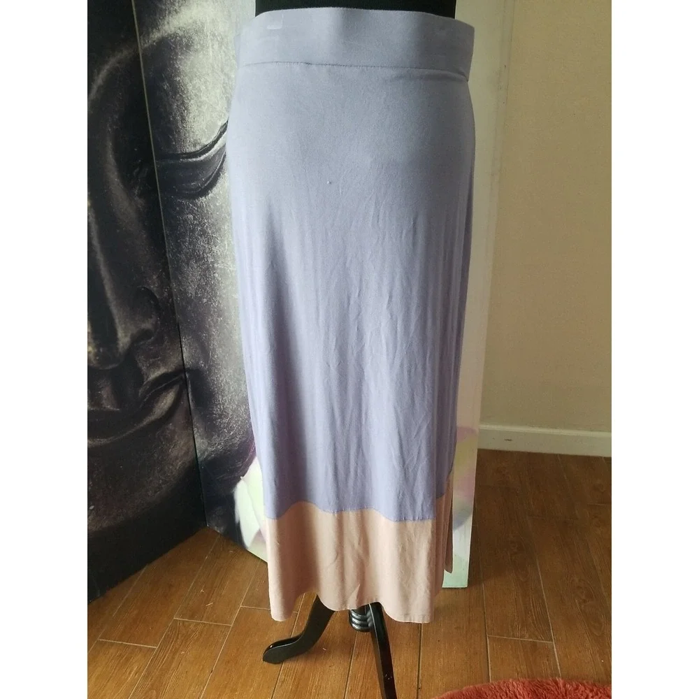 LOGO‎ Lori Goldstein Women's Color Block Knit Maxi Length Elastic Waist Skirt L